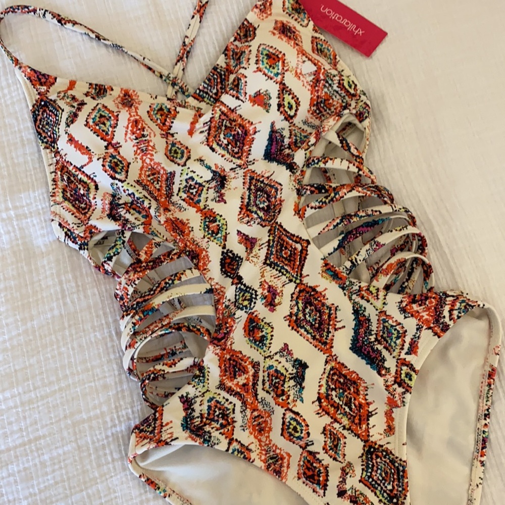 Xhilarition Multicolor Tribal Cut Out One-piece